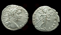 Septimius Severus, Denarius, Mars with Trophy Reverse